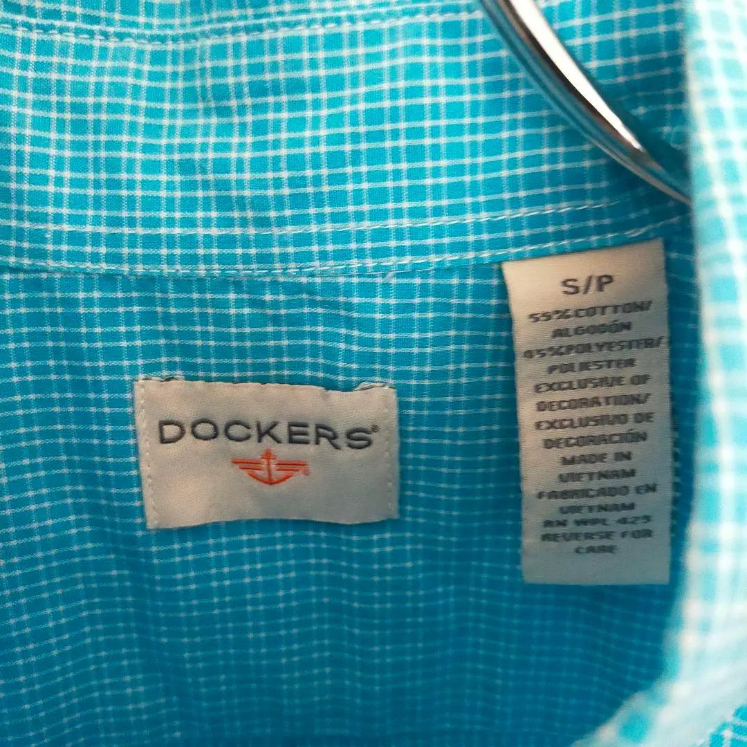 [Very popular] DOCKERS ☆ Check pattern ☆ Short sleeve shirt ☆ Embroidery ☆ One-point logo