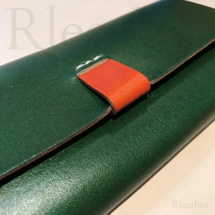 @Cuero italiano Cartera de cuero de cuero para hombre y mujer hecha a mano Verde # 699 | @イタリアンレザー 本革 長財布 メンズ レディース ハンドメイド緑 ＃699