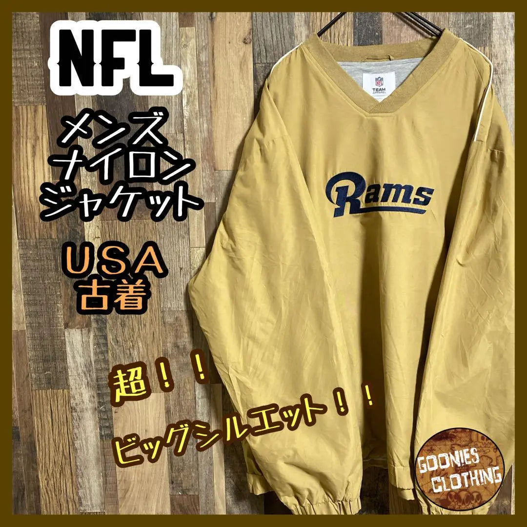 Chaqueta de nailon con el logotipo del equipo de la NFL para hombre, talla 2XL, color mostaza, estilo vintage