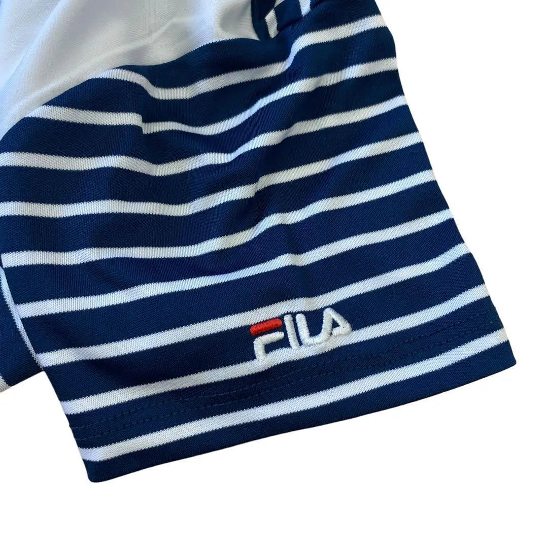 FILA Short Sleeve T-Shirt Navy M Women's Striped Pattern