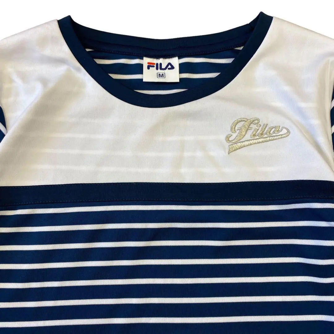 FILA Short Sleeve T-Shirt Navy M Women's Striped Pattern