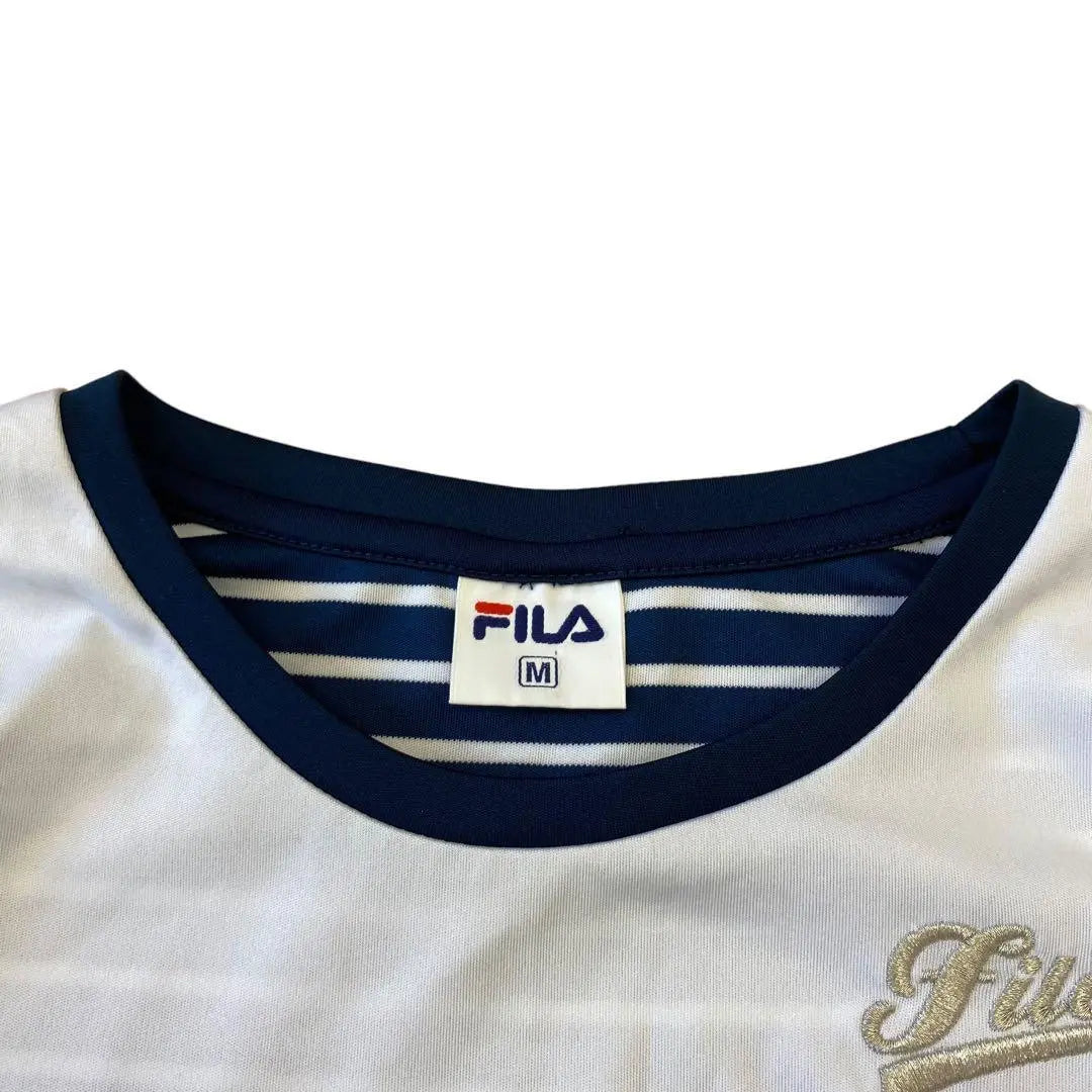 FILA Short Sleeve T-Shirt Navy M Women's Striped Pattern