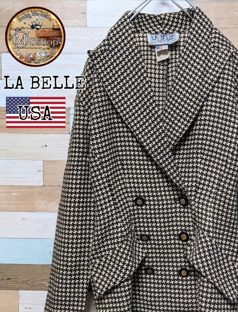 [Rare] Double Jacket Houndstooth Vintage Jacket Beige