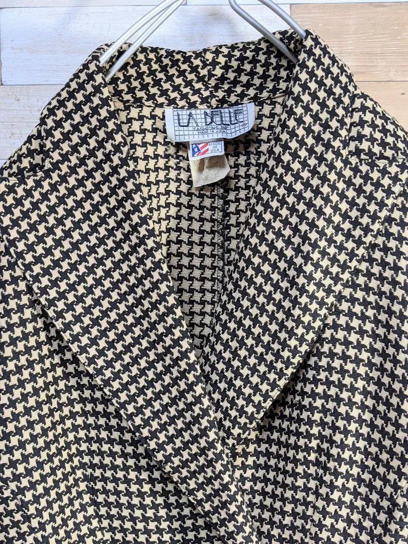 [Rare] Double Jacket Houndstooth Vintage Jacket Beige