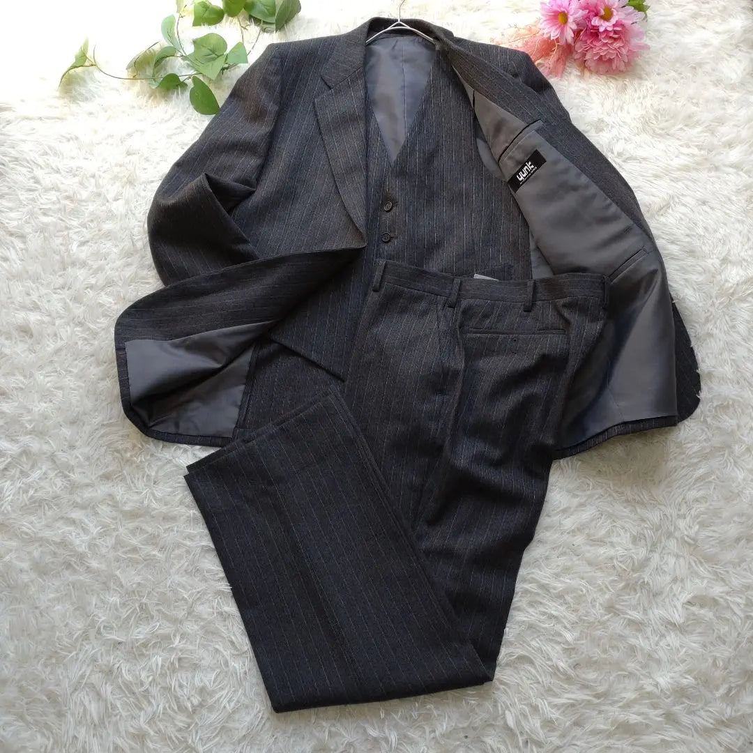 [yuuk] [98AB6] Men's Suit Business Stripe 100% Wool