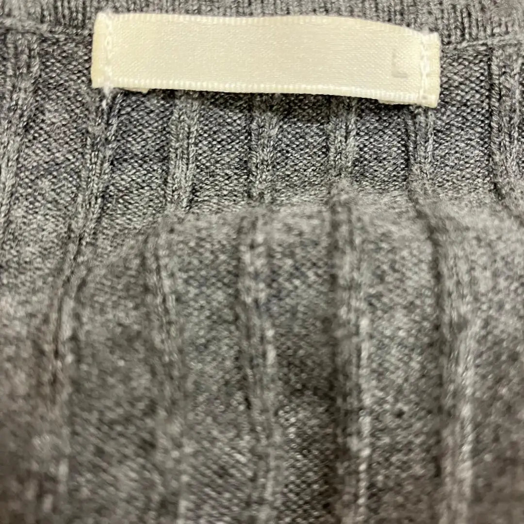 ✨Uniqlo✨Rib knit sweater♡Wide V-neck♡Grey♡Plain♡Women's (L)