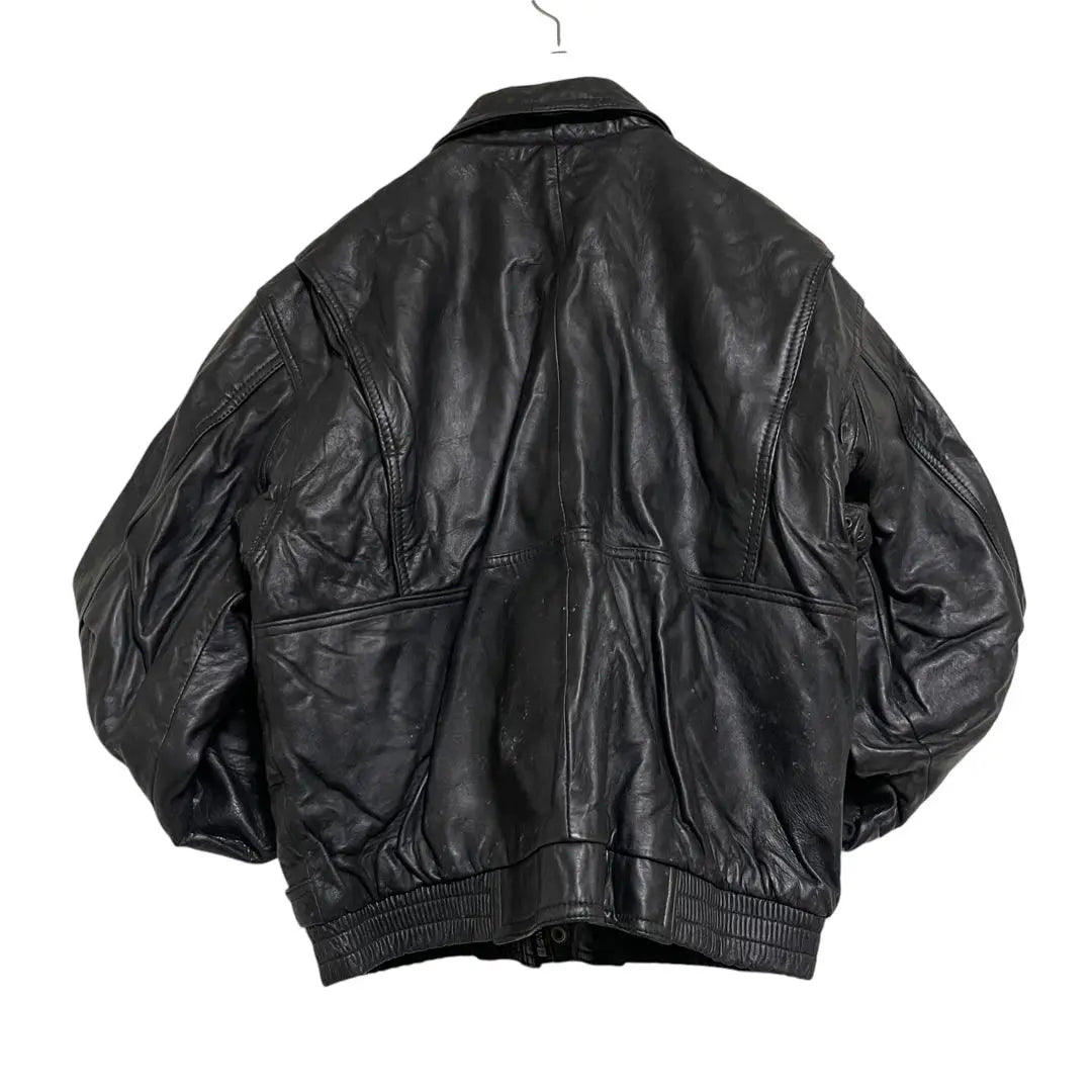 [Gold lining x large size] Genuine leather real leather single rider jacket black XL