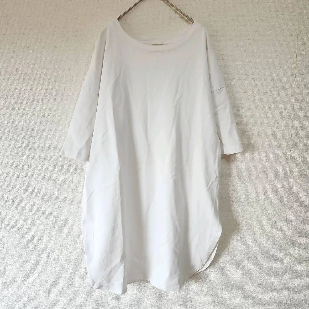 [GU] (L) Simple T-shirt/Plain short sleeve/Tunic length casual shirt/Mixed