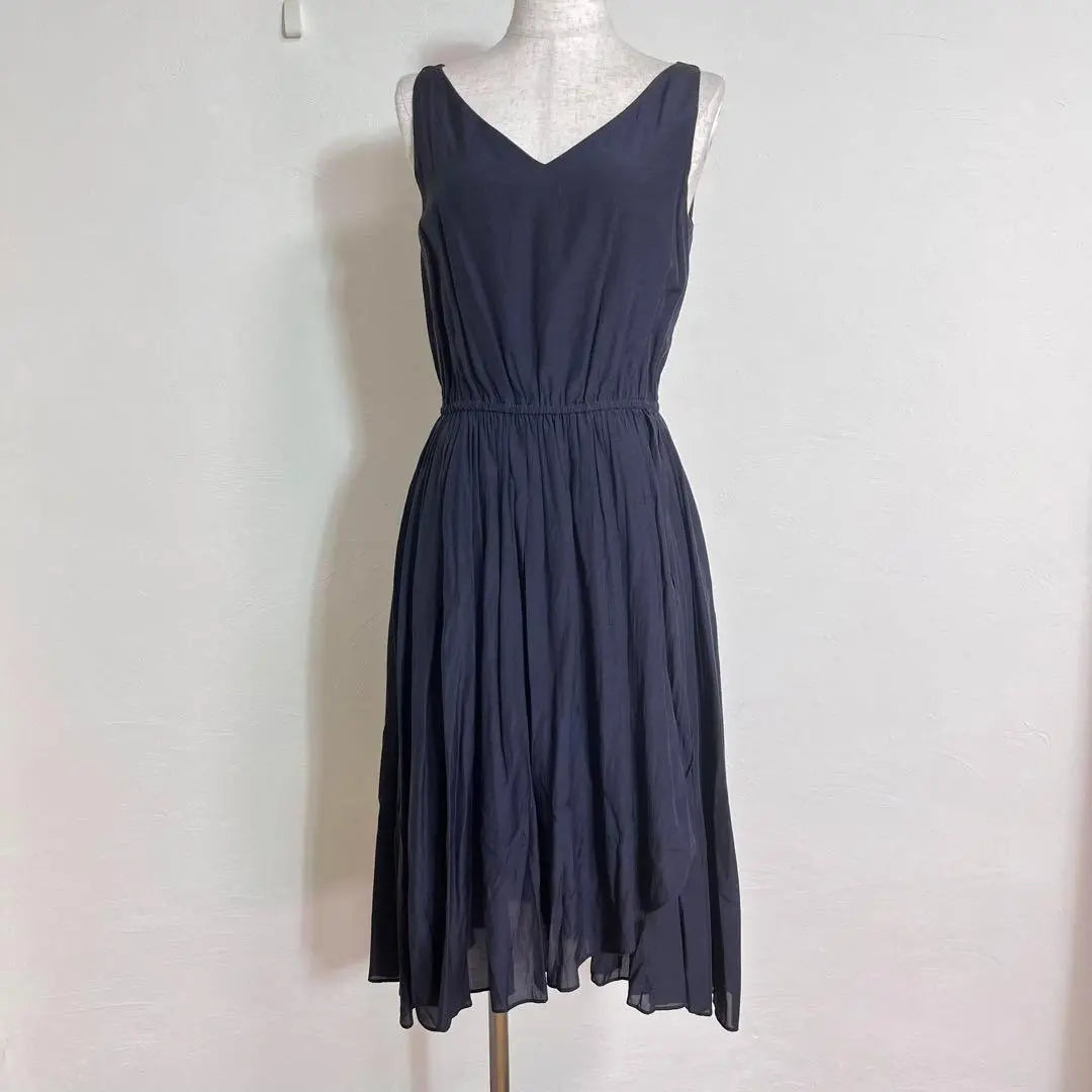 ❤️Vestido con volantes estilo cruzado de gasa azul marino popular de Jena, talla 36 S