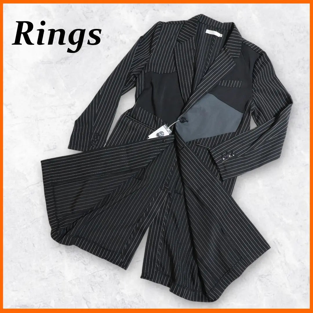 With tag ✨ Rings Jacket Long Men's Stripe Switch L | タグ付き✨　Rings　　ジャケット　ロング　メンズ　ストライプ　切り替え　L