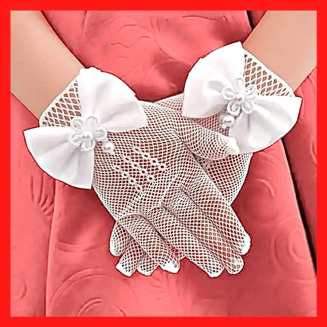 Gloves Dress Gloves Ribbon Princess Gloves Wedding Recital Party Net Gloves