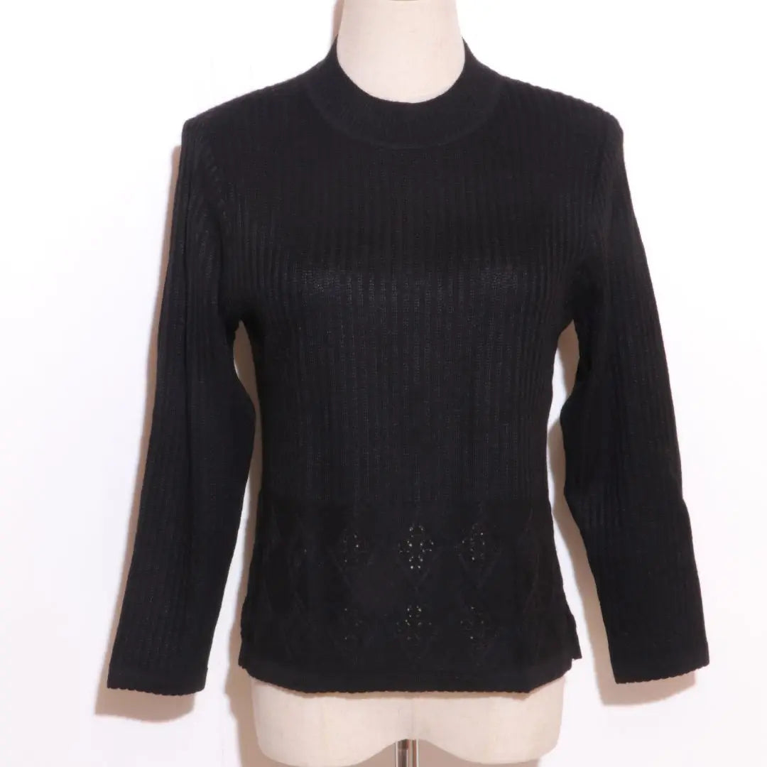 ★ Beautiful goods ★ Sato Asa Rima Tops Knit Long Sleeve Black Ladies | ★美品★ 里麻 リマ トップス ニット 長袖 リブ ブラック レディース