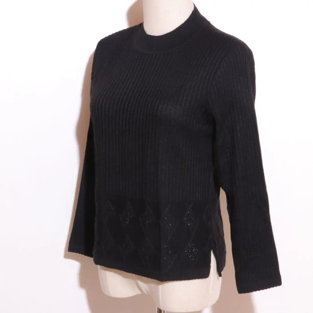 ★ Beautiful goods ★ Sato Asa Rima Tops Knit Long Sleeve Black Ladies | ★美品★ 里麻 リマ トップス ニット 長袖 リブ ブラック レディース