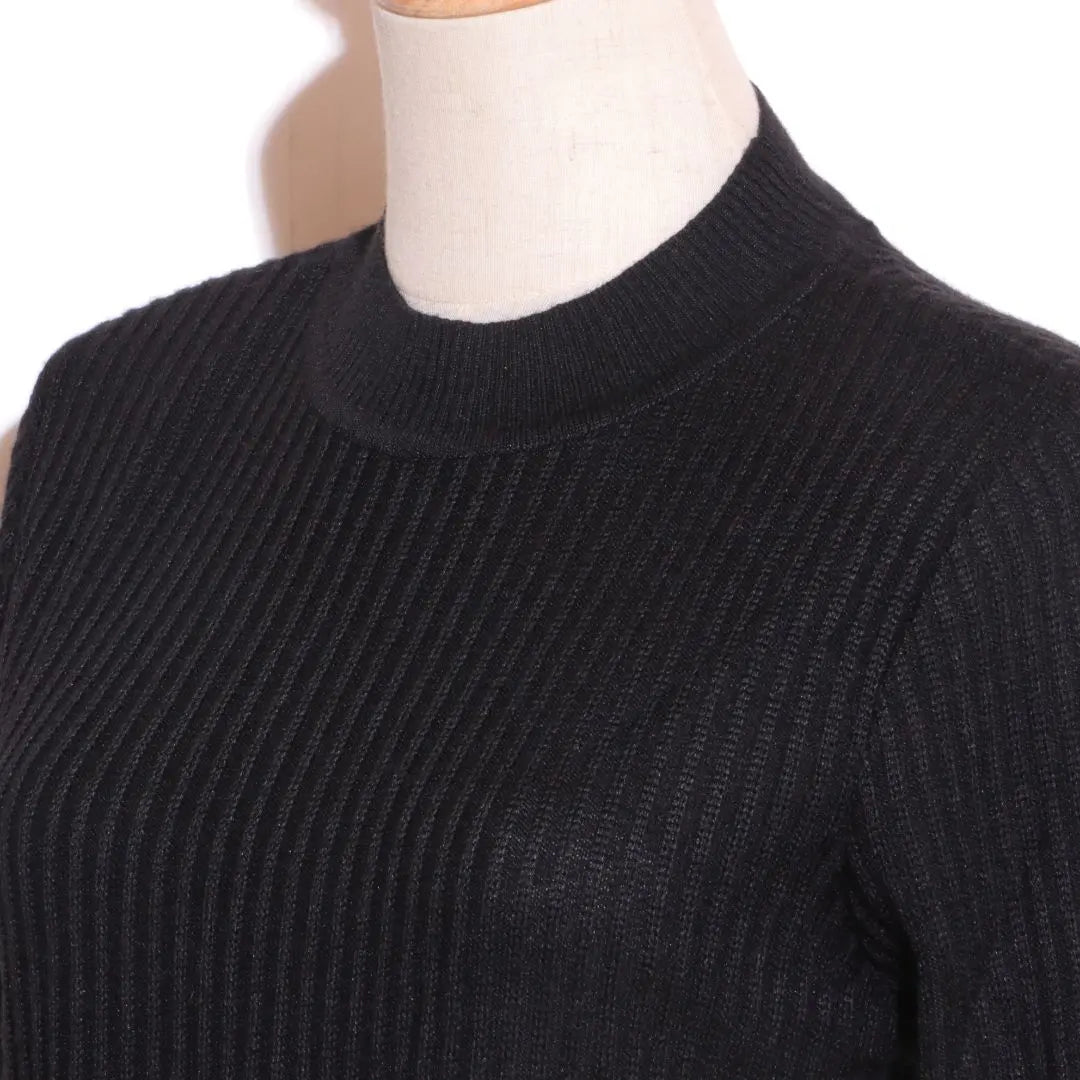 ★ Beautiful goods ★ Sato Asa Rima Tops Knit Long Sleeve Black Ladies | ★美品★ 里麻 リマ トップス ニット 長袖 リブ ブラック レディース