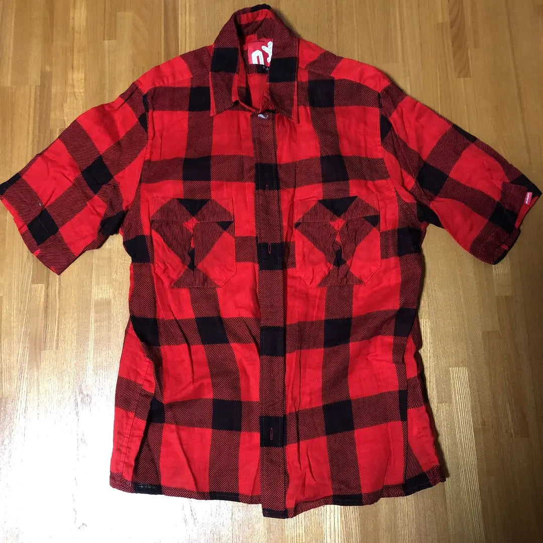 nyc lessisbore short sleeve check shirt