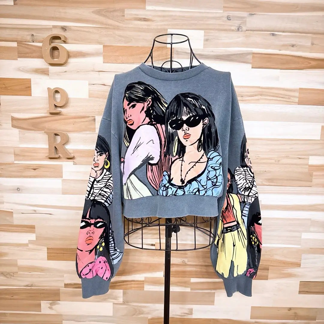 [Zara] Sudadera oversize de terciopelo con estampado 3D para niña M