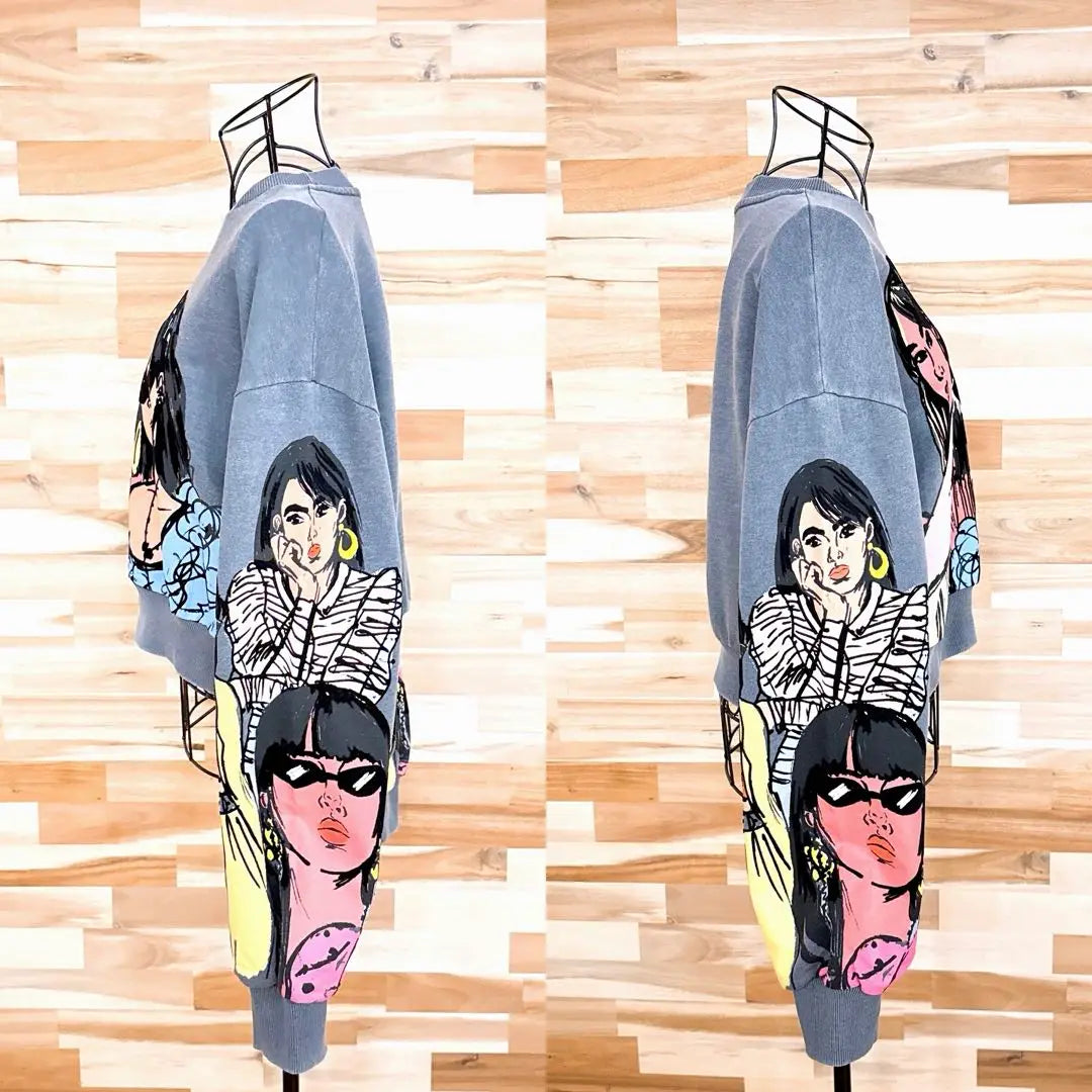 [Zara] Oversized Girl 3D Print Velor Sweatshirt M