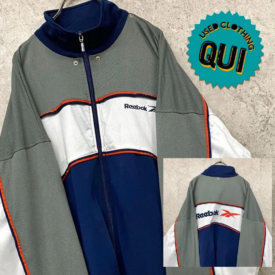 Rare Design 90s USA Vintage Reebok Double-sided Embroidered Track Jacket L