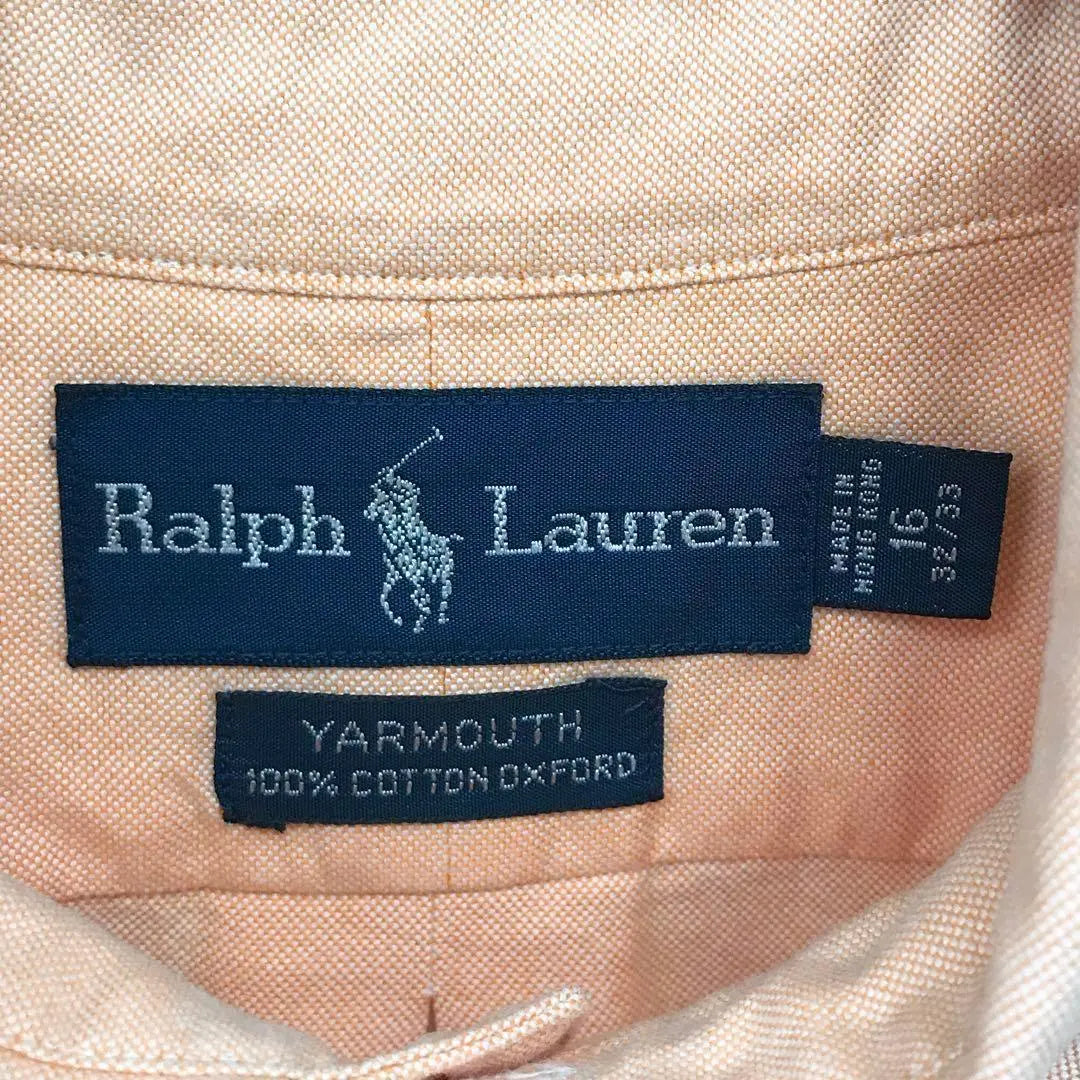 [Rare] Ralph Lauren Long Sleeve BD Shirt L Embroidered Logo Salmon Pink NS211