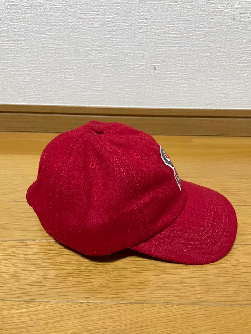 90s old stussy wool cap S logo red red