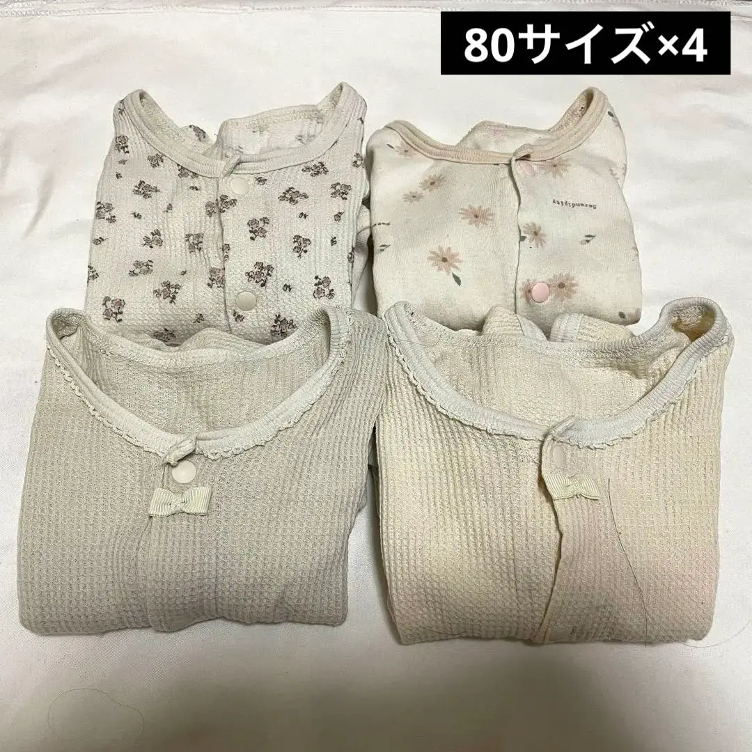 Conjunto de 4 piezas de ropa interior de manga larga con flores para bebé, manga corta, guardería, escuela, preparación para el parto, Nishimatsuya