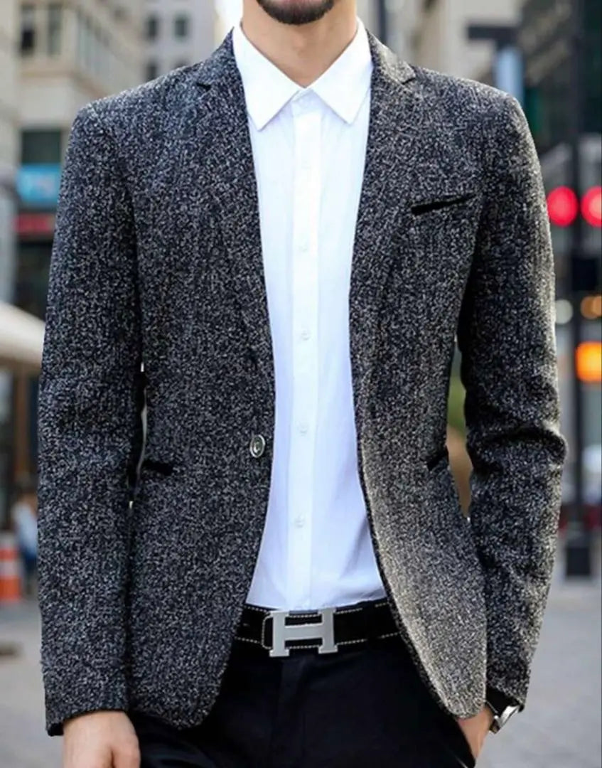 Gray Tailored Jacket Tweed Style