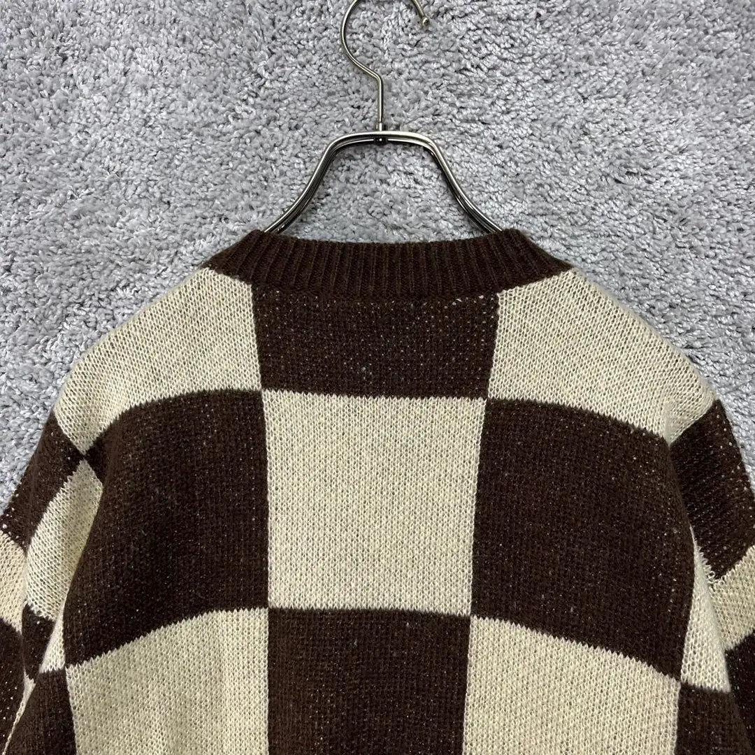 ★ Emoda [F] Wide Checker Knit Pullover Casual AK2392 | ★エモダ【F】ワイドチェッカーニット プルオーバー　カジュアルAK2392