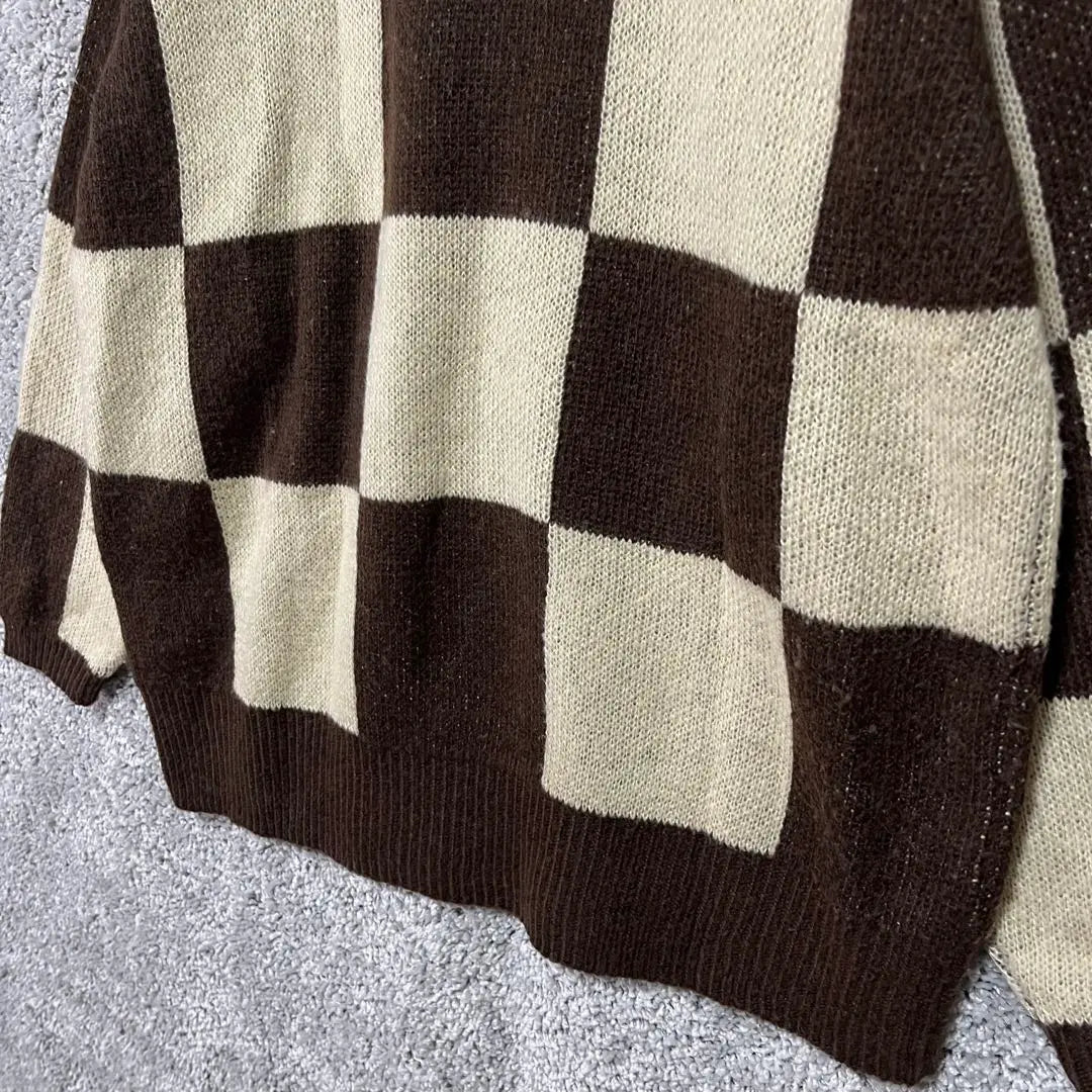 ★ Emoda [F] Wide Checker Knit Pullover Casual AK2392 | ★エモダ【F】ワイドチェッカーニット プルオーバー　カジュアルAK2392