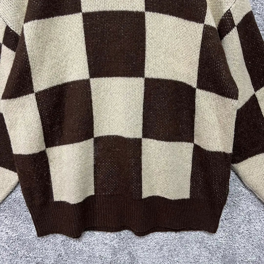 ★ Emoda [F] Wide Checker Knit Pullover Casual AK2392 | ★エモダ【F】ワイドチェッカーニット プルオーバー　カジュアルAK2392