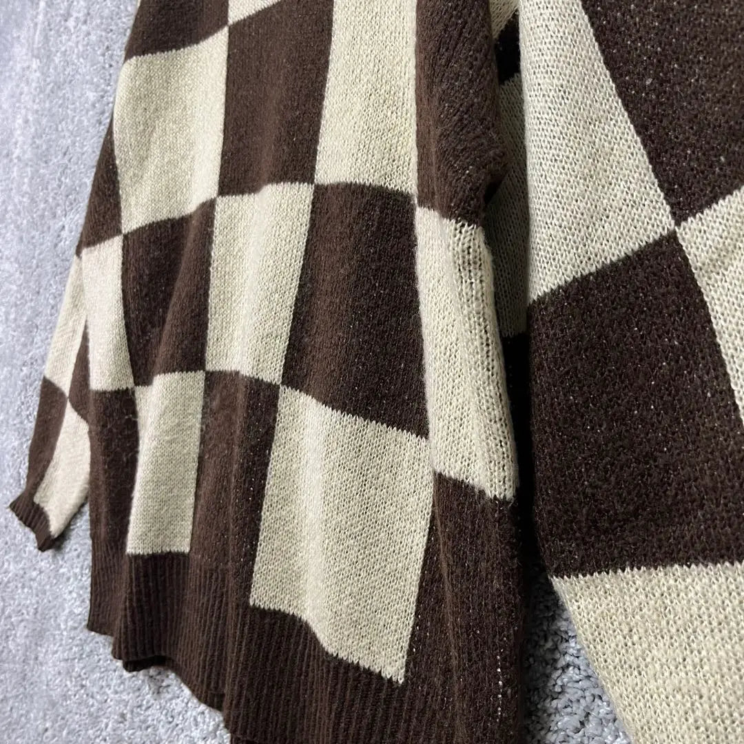 ★ Emoda [F] Wide Checker Knit Pullover Casual AK2392 | ★エモダ【F】ワイドチェッカーニット プルオーバー　カジュアルAK2392