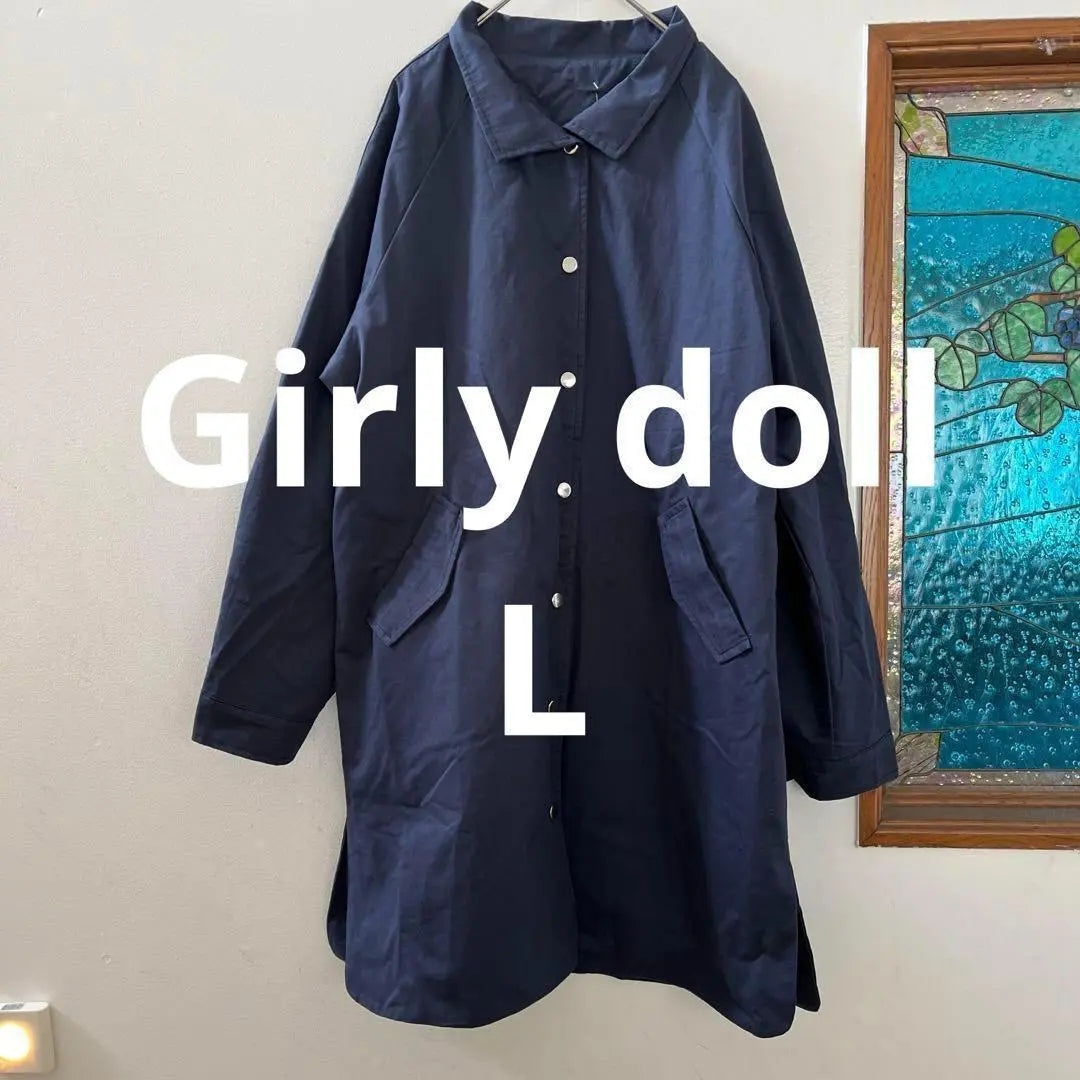 Girly doll cotton jacket L navy new