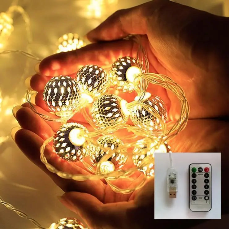 ★✨Gran relación calidad-precio✨★Luz de iluminación bola marroquí USB 6m colorida