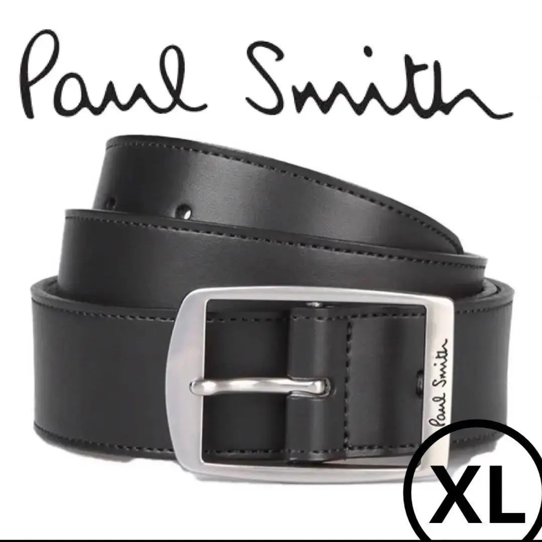 Cinturón Paul Smith [XL] Modelo actual Cinturón de cuero cuadrado con logotipo negro Sin usar