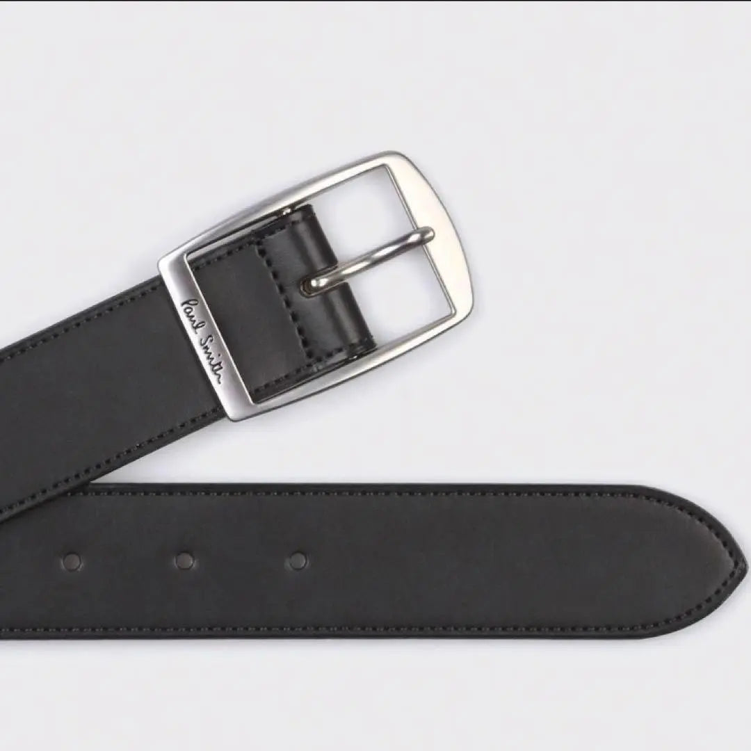 Paul Smith Belt [XL] Current Model Logo Square Leather Belt Black Unused