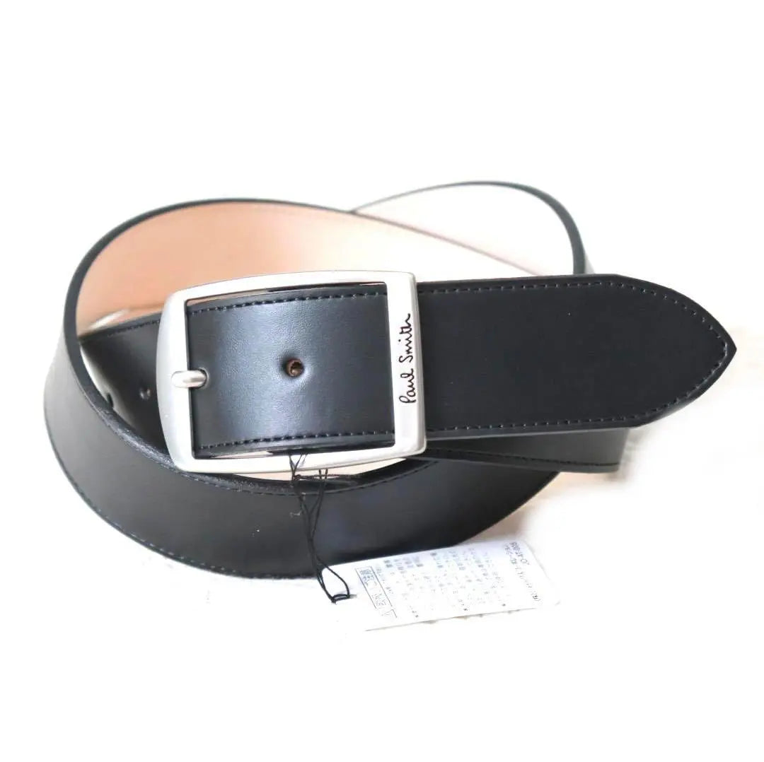 Paul Smith Belt [XL] Current Model Logo Square Leather Belt Black Unused