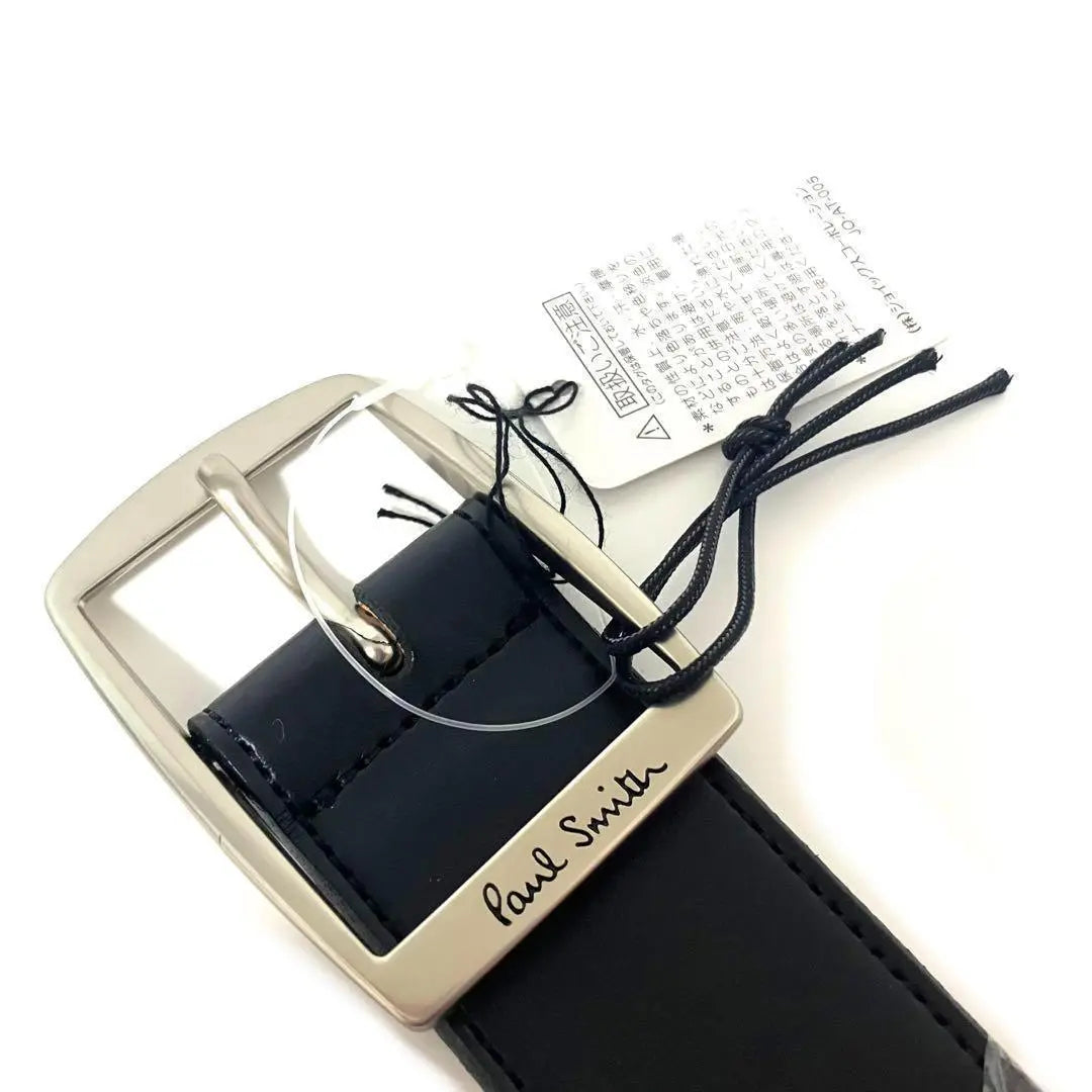 Paul Smith Belt [XL] Current Model Logo Square Leather Belt Black Unused