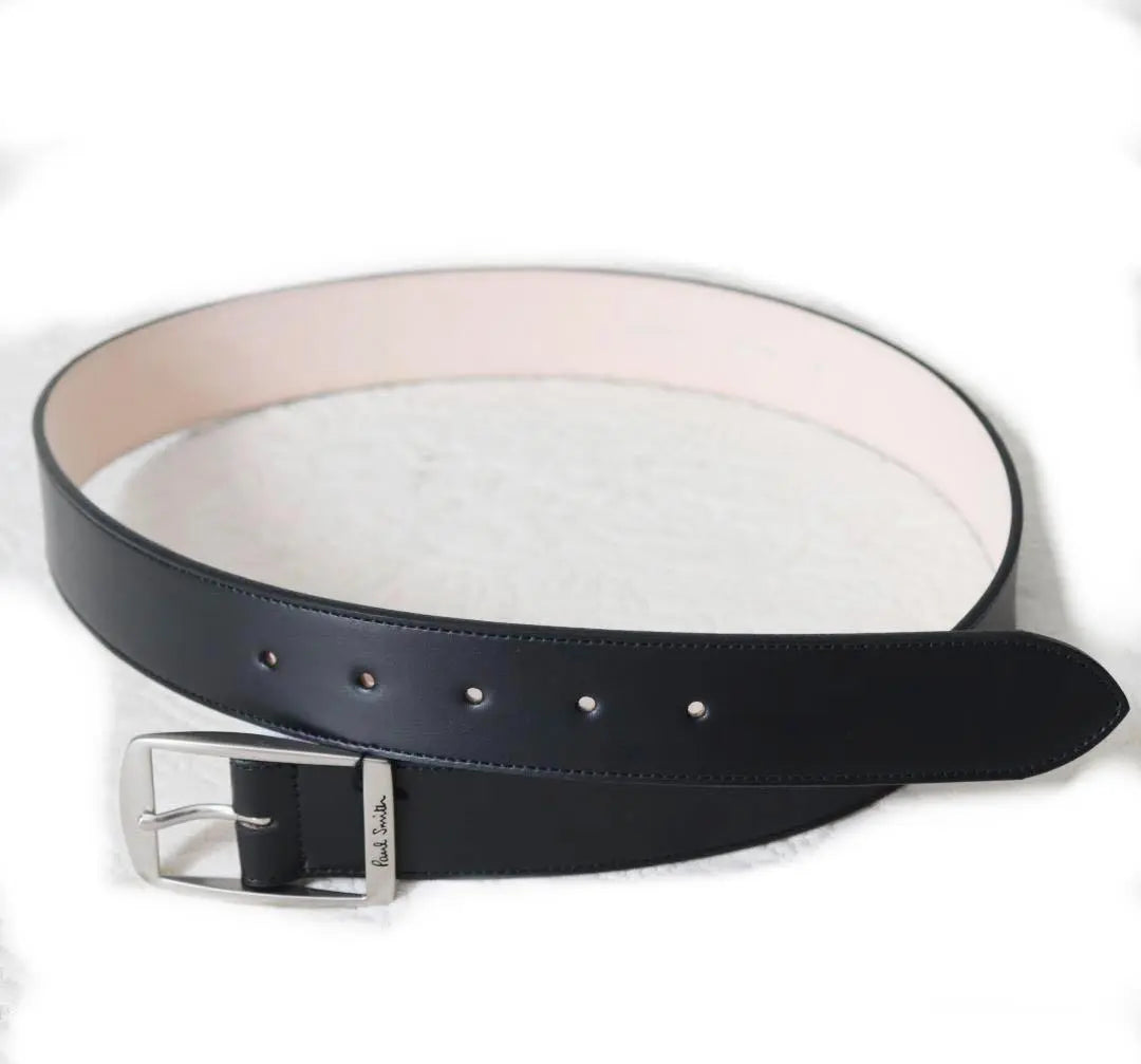 Paul Smith Belt [XL] Current Model Logo Square Leather Belt Black Unused