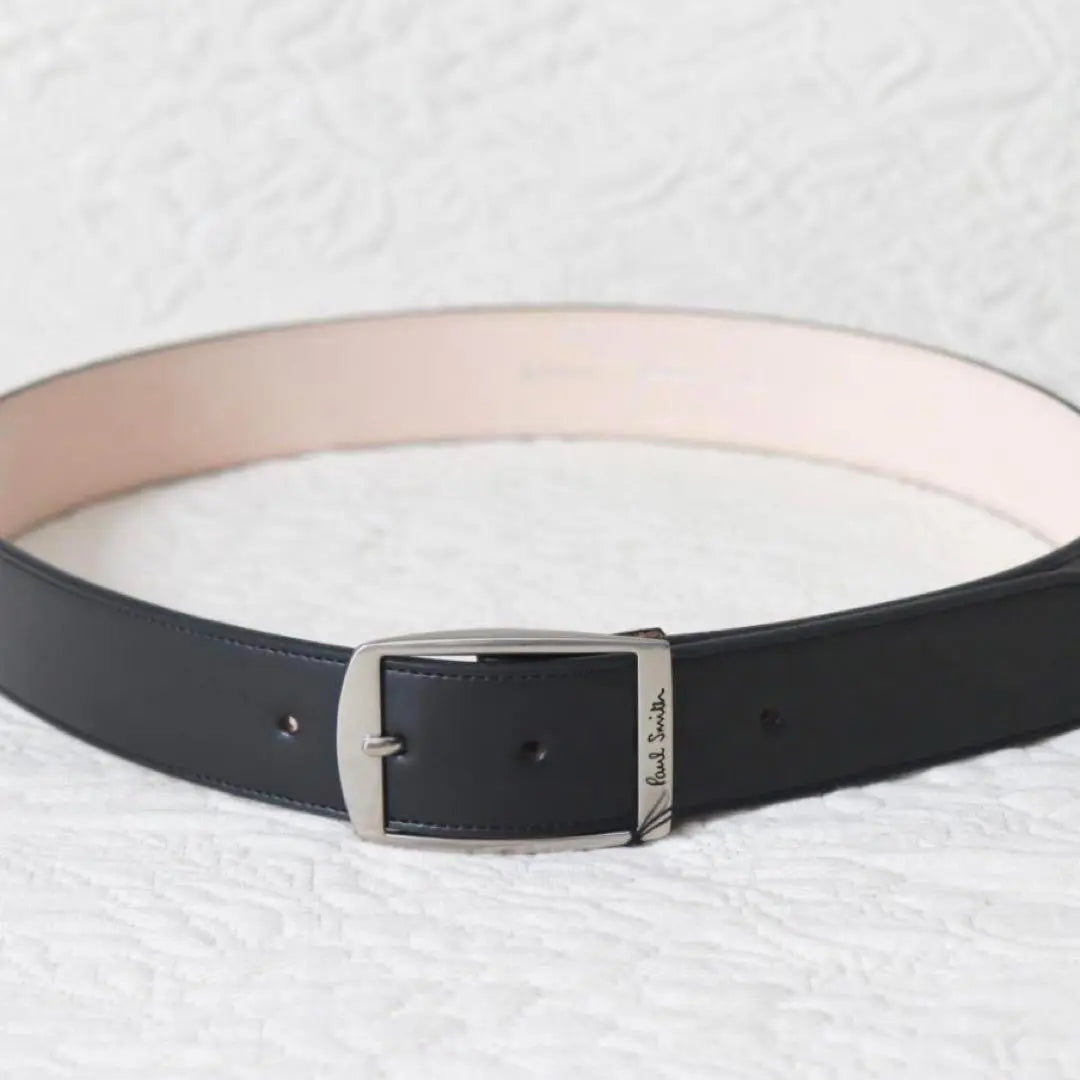 Paul Smith Belt [XL] Current Model Logo Square Leather Belt Black Unused