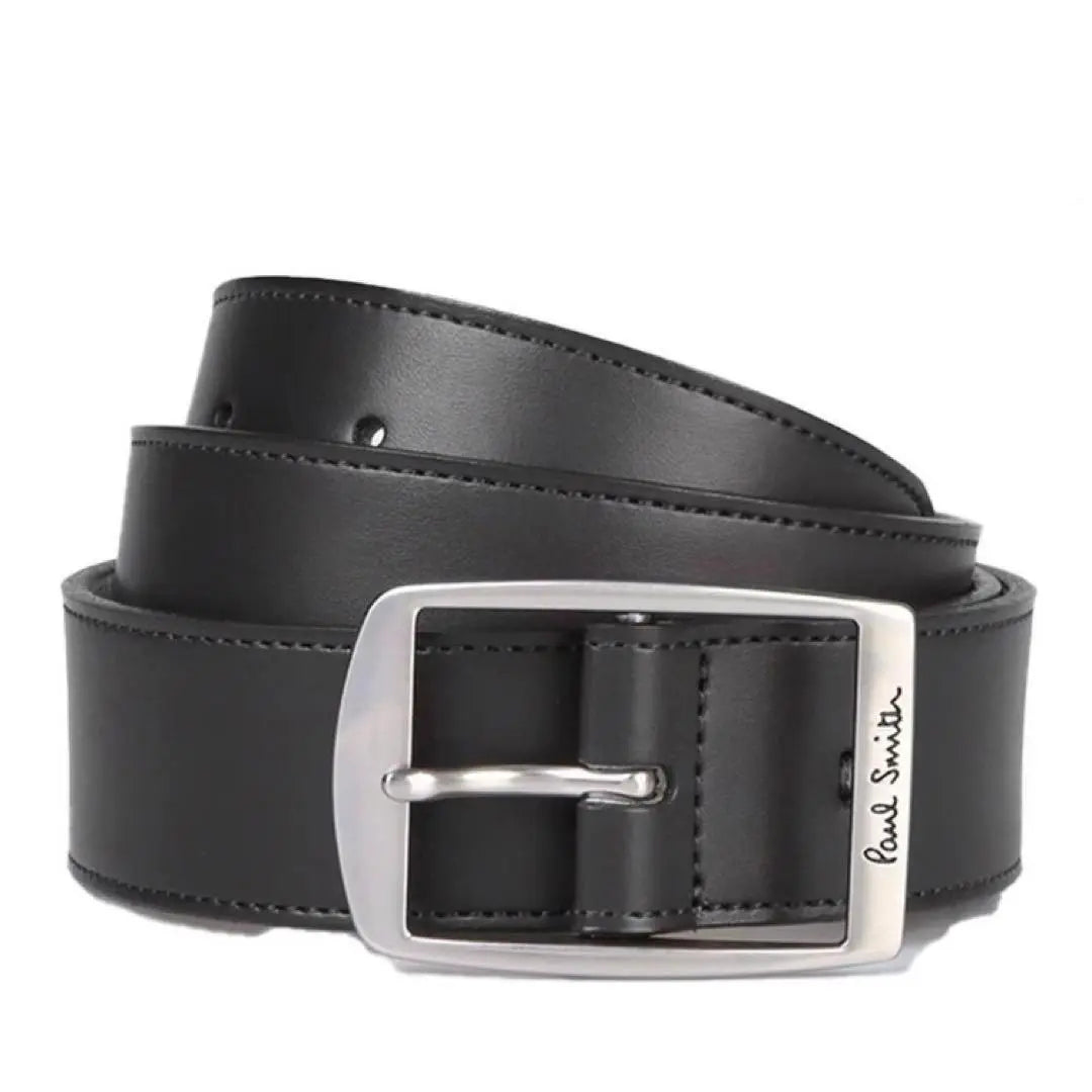 Paul Smith Belt [XL] Current Model Logo Square Leather Belt Black Unused