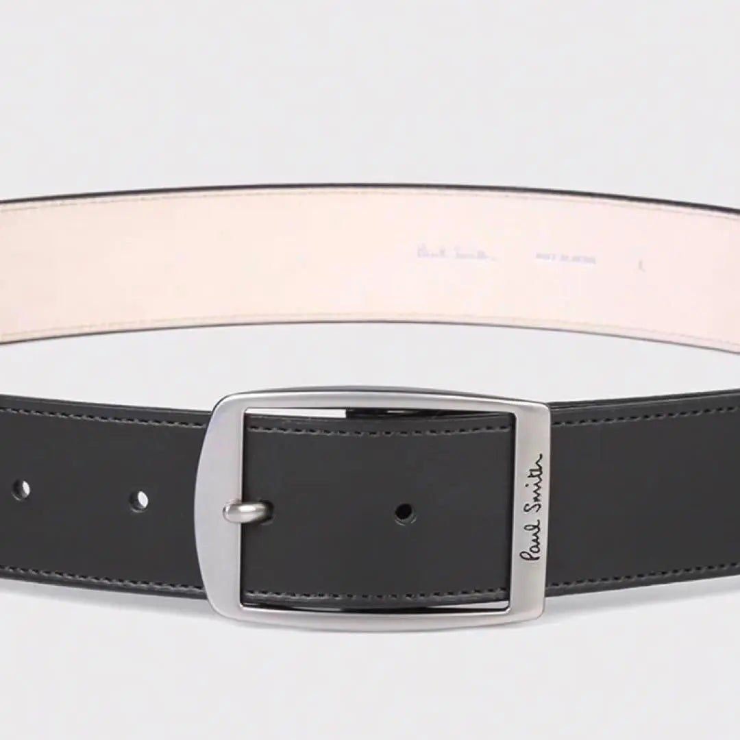 Paul Smith Belt [XL] Current Model Logo Square Leather Belt Black Unused