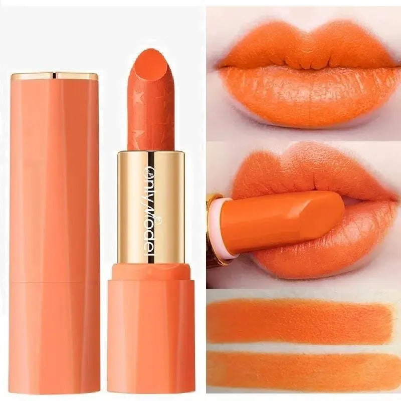 Naranja, W01, mate, lápiz labial, labio, RICH SOFT