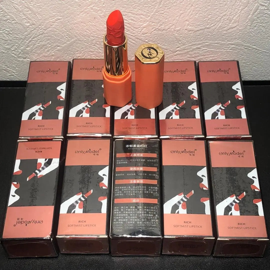 Naranja, W01, mate, lápiz labial, labio, RICH SOFT