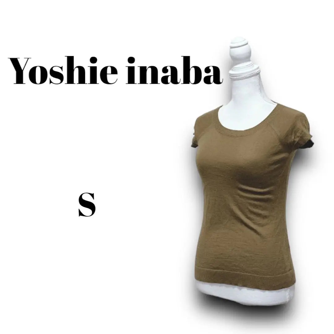 [Yoshieinaba] T-shirt size S, 70% cashmere, light brown color "413" | 【ヨシエイナバ】Tシャツ Sサイズ カシミア70% ライトブラウン色『413』