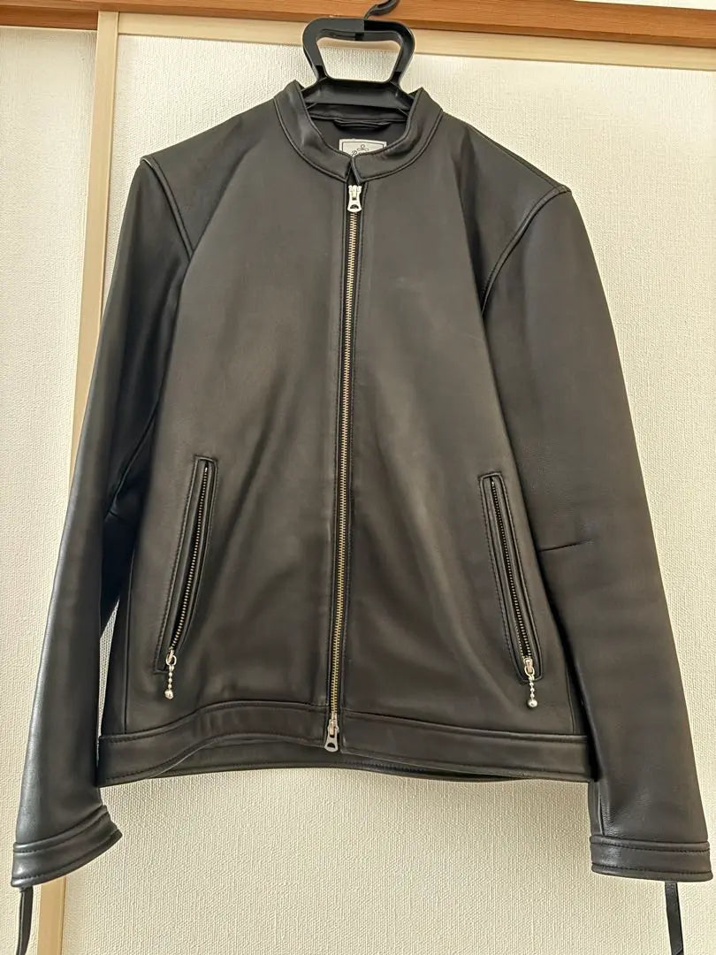 B: MING Leather Jacket Black Single Riders Jacket