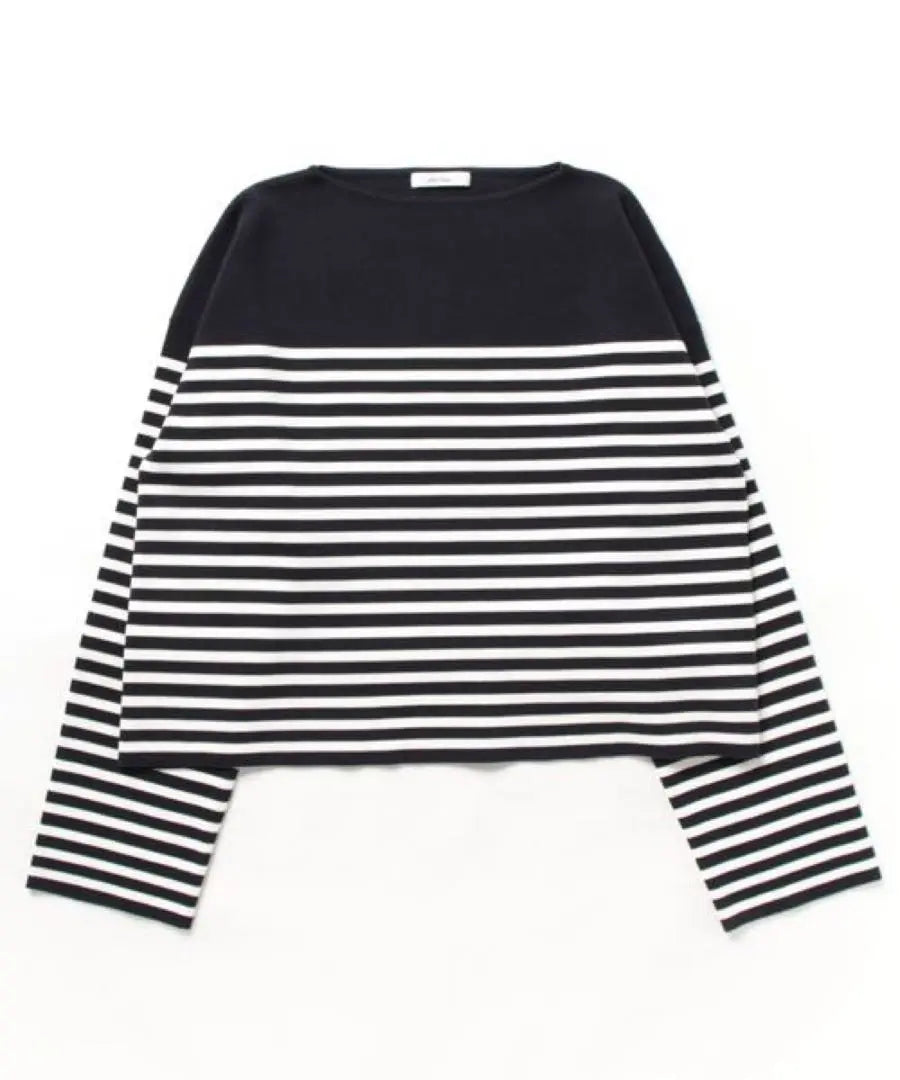 Mila owen Border Milano Rib Short Knit Pullover Navy