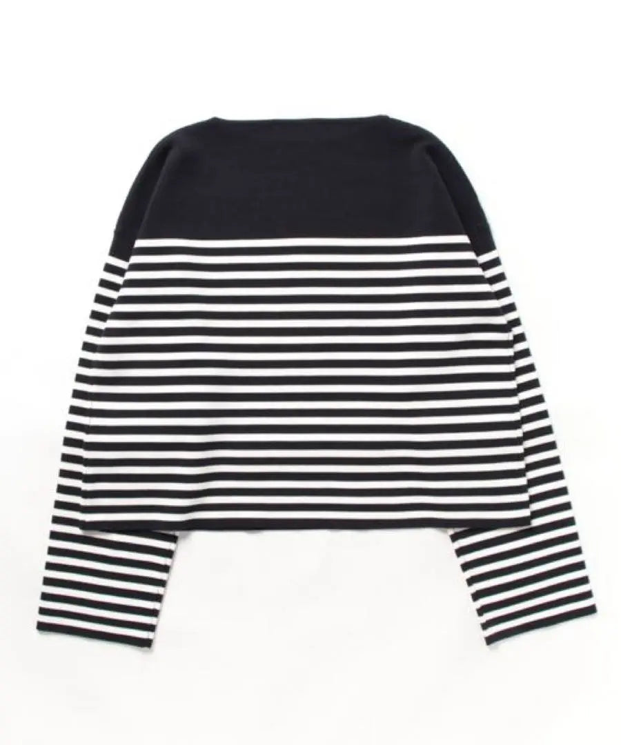 Mila owen Border Milano Rib Short Knit Pullover Navy