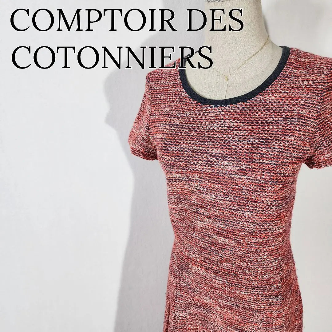 [Buen estado] Jersey con cuello redondo y vestido acampanado Comtoward de Cotonier | 【美品】コントワーデコトニエ フレアワンピース クルーネック プルオーバー