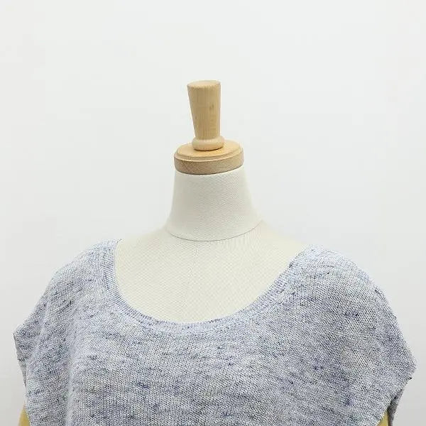 B2366■Teoría de la blusa de punto de lino con mangas francesas S