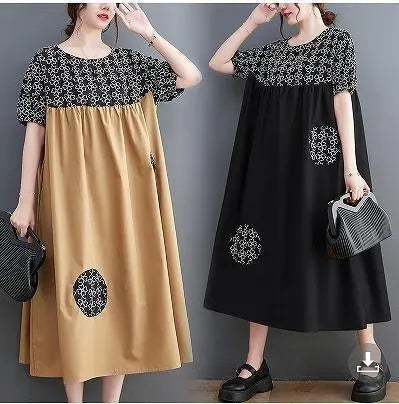 Vestido de talla grande para mujer, primavera y verano, nuevo, manga corta, otoño.