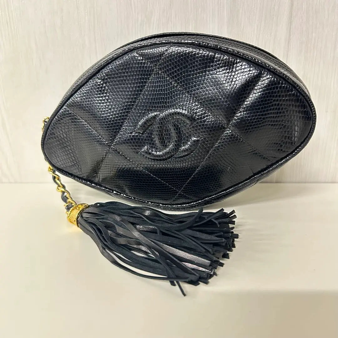 CHANEL Chanel Pouch Fringe Lizard